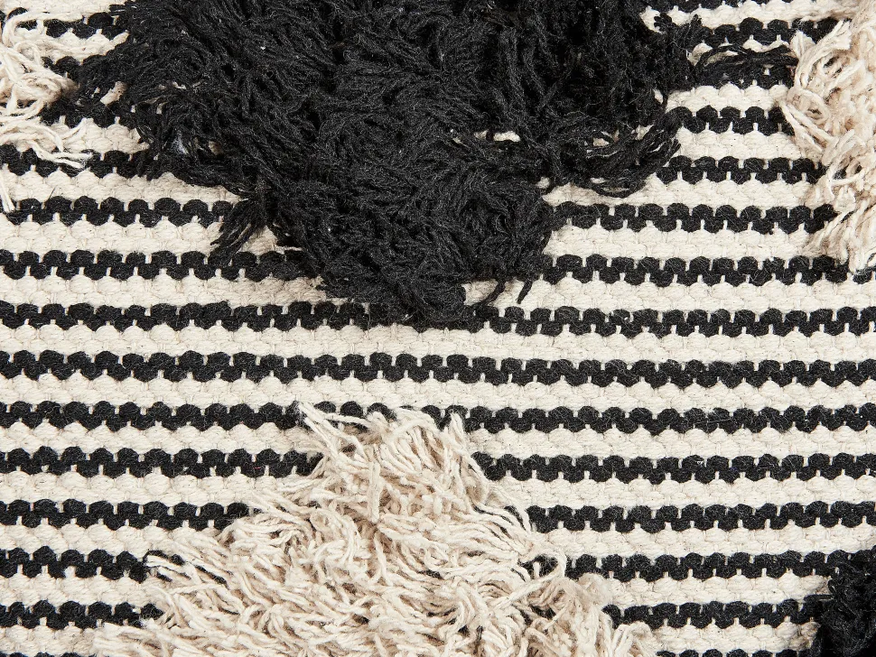Almofada Decorativa Tufada Em Algodao Creme E Preto 50 X 50 Cm Bhusawal