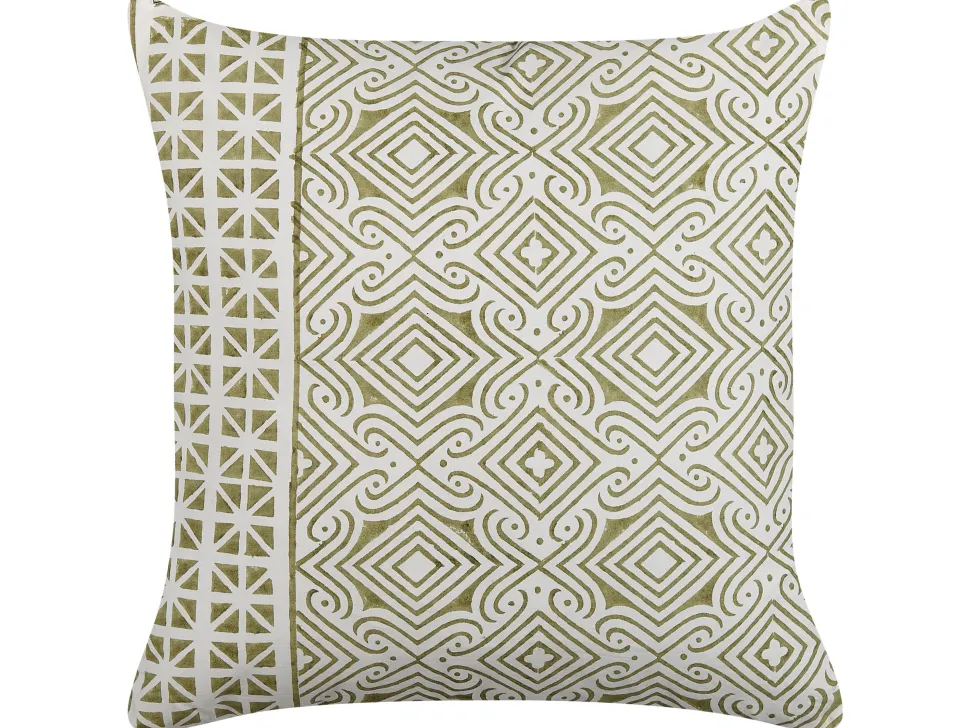 Almofada Decorativa Verde Claro E Branco 45 X 45 Cm Larics