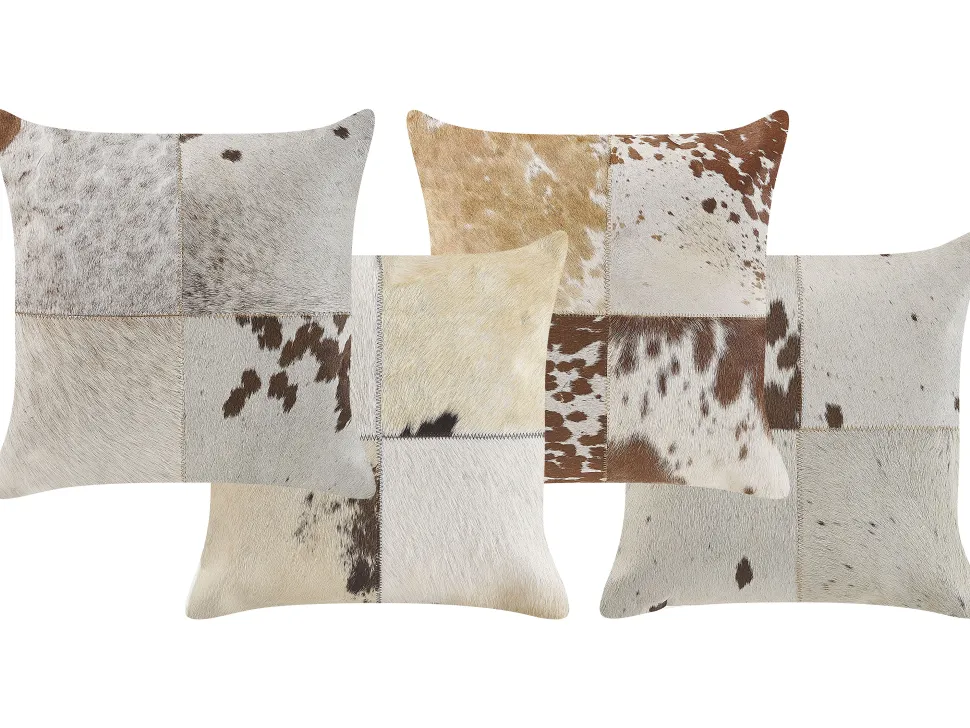 Almofada Em Pele Com Padrao Patchwork Cor Aleatoria 45 X 45 Cm Marady