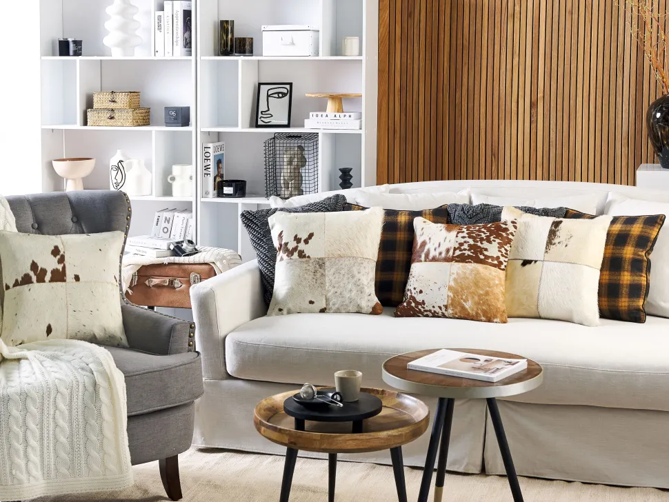 Almofada Em Pele Com Padrao Patchwork Cor Aleatoria 45 X 45 Cm Marady