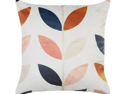 Almofada Em Veludo Branco Com Padrao De Folha 45 X 45 Cm Quinoa