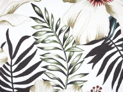 Almofada Em Veludo Branco E Verde Com Padrao De Folha 45 X 45 Cm Okra