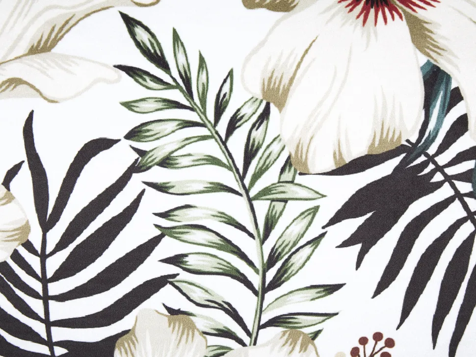 Almofada Em Veludo Branco E Verde Com Padrao De Folha 45 X 45 Cm Okra