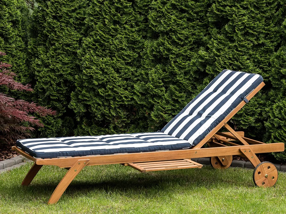 Almofada Para Espreguicadeira De Jardim Azul Marinho E Branco Cesana