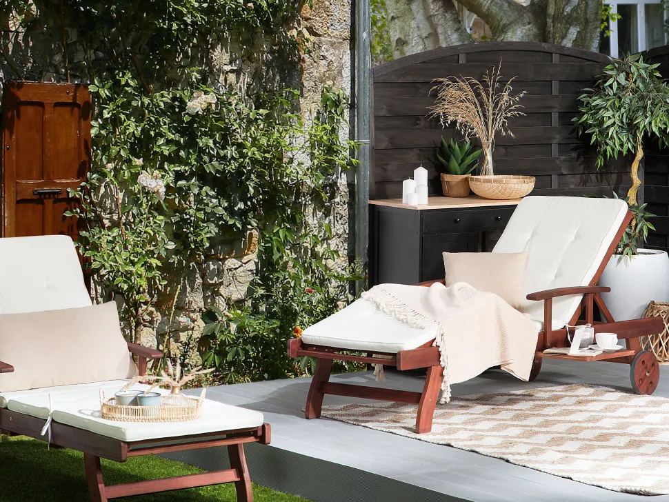 Almofada Para Espreguicadeira De Jardim 188 X 59 X 5Cm Branco Nata Toscana/Java