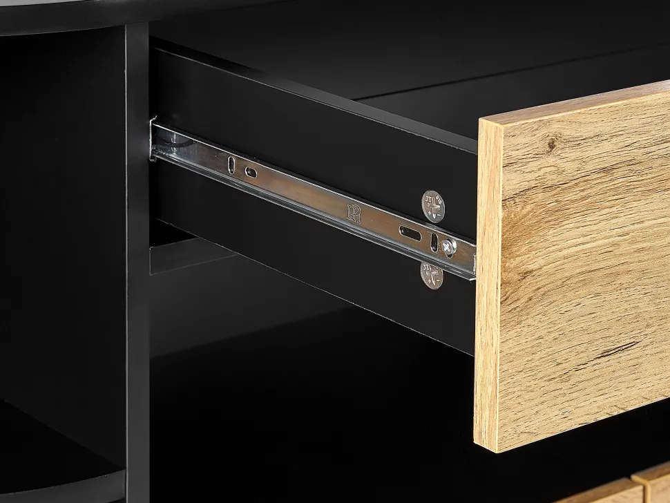 Aparador Com 1 Gaveta E 4 Portas Cor De Madeira Clara E Preto Jerome