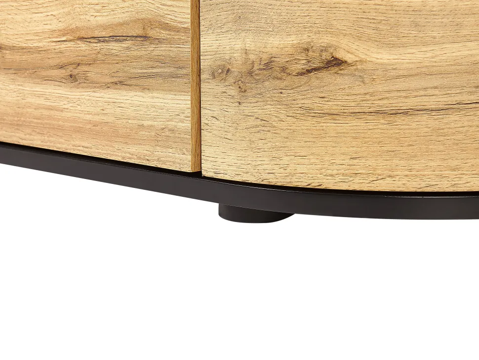 Aparador Com 1 Gaveta E 4 Portas Cor De Madeira Clara E Preto Jerome