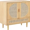 Aparador Com 1 Gaveta E 2 Portas Em Rattan Cor De Madeira Clara Potosi