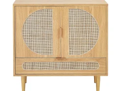 Aparador Com 1 Gaveta E 2 Portas Em Rattan Cor De Madeira Clara Potosi