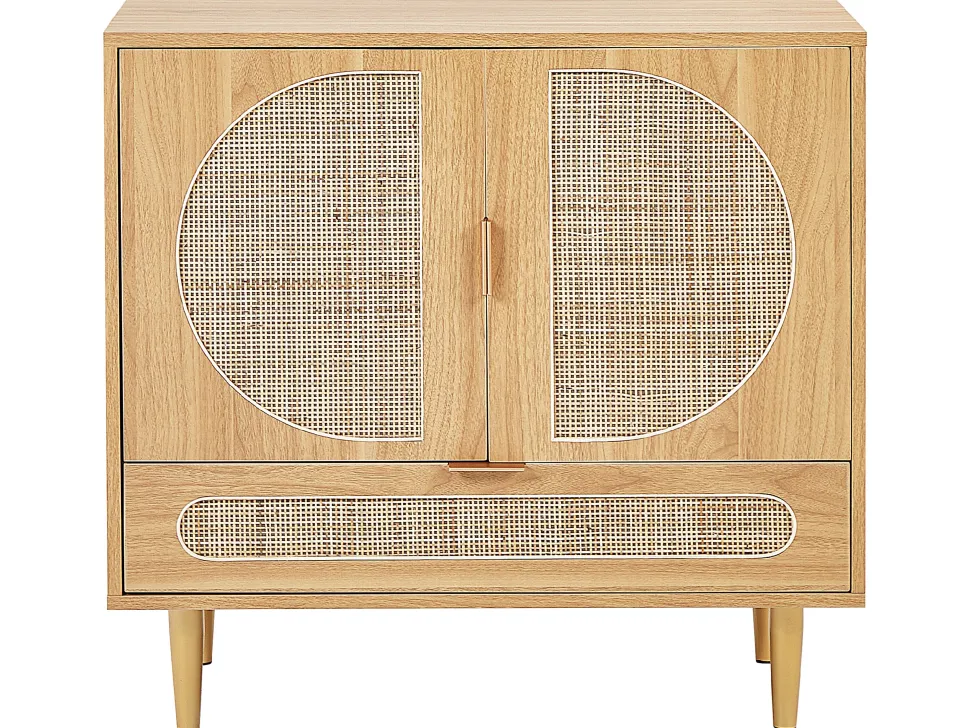Aparador Com 1 Gaveta E 2 Portas Em Rattan Cor De Madeira Clara Potosi