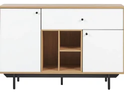 Aparador Com 1 Gaveta E 2 Portas Cor De Madeira Clara E Branco Itaca