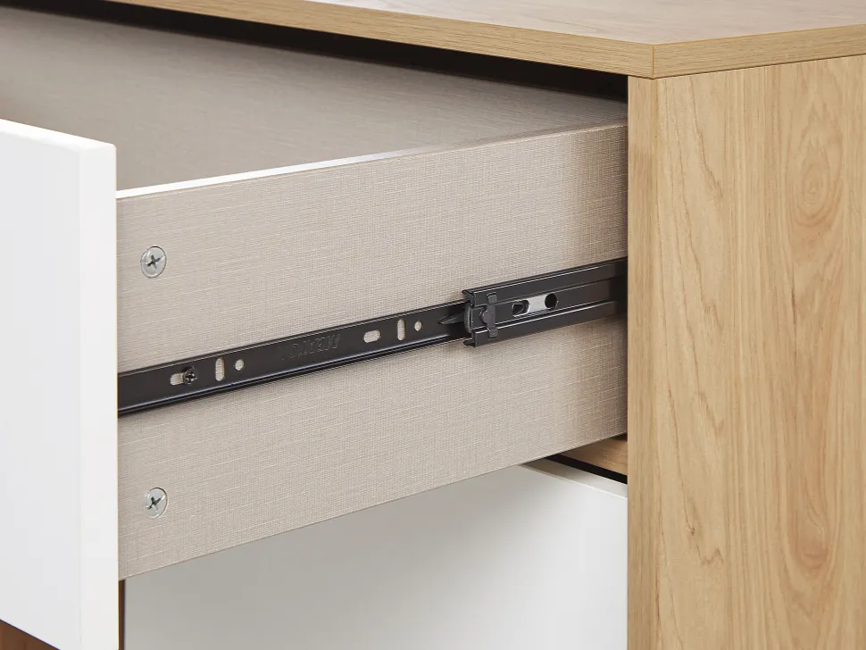 Aparador Com 1 Gaveta E 2 Portas Cor De Madeira Clara E Branco Itaca