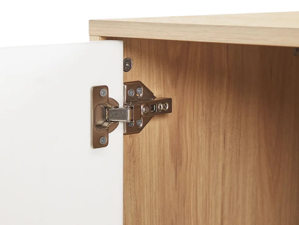 Aparador Com 1 Gaveta E 2 Portas Cor De Madeira Clara E Branco Itaca