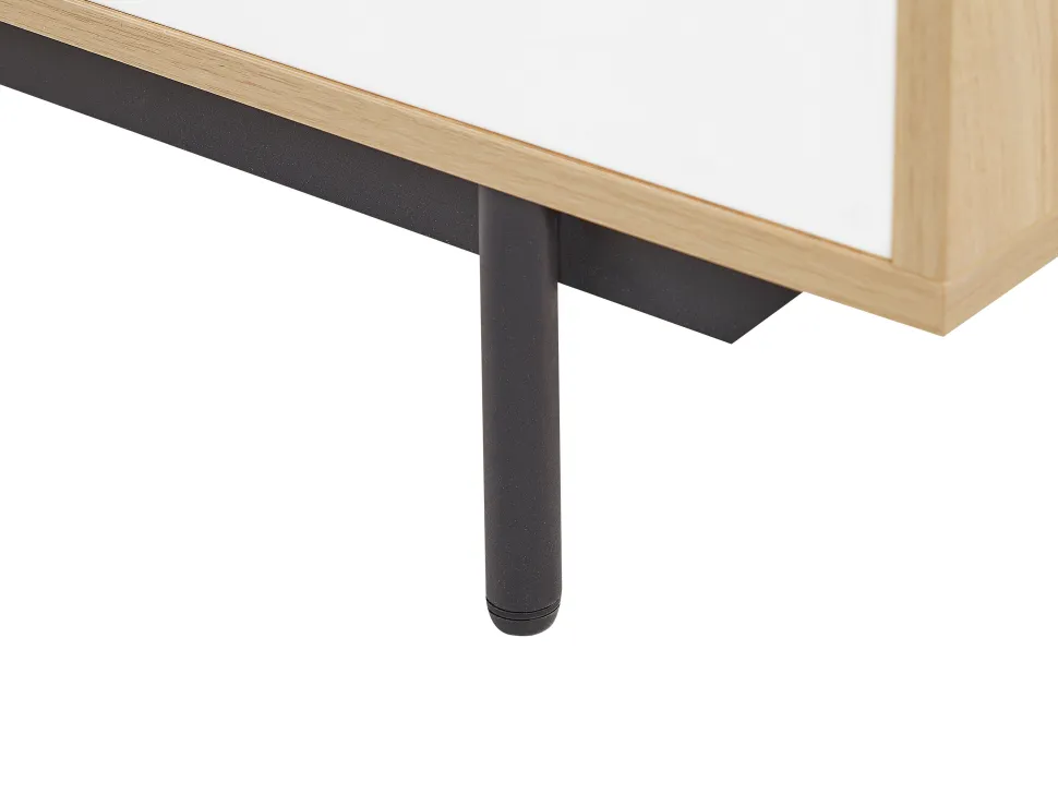 Aparador Com 1 Gaveta E 2 Portas Cor De Madeira Clara E Branco Itaca