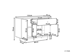 Aparador Com 1 Gaveta E 2 Portas Cor De Madeira Clara E Branco Itaca