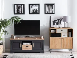 Aparador Com 3 Gavetas E 2 Portas Cor De Madeira Clara Kyle