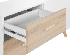 Aparador Com 2 Gavetas E 1 Porta Branco E Cor De Madeira Clara Fili