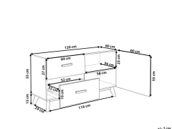 Aparador Com 2 Gavetas E 1 Porta Branco E Cor De Madeira Clara Fili