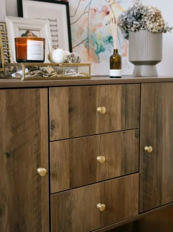 Aparador Com 3 Gavetas E 2 Portas Castanho Claro Ulika