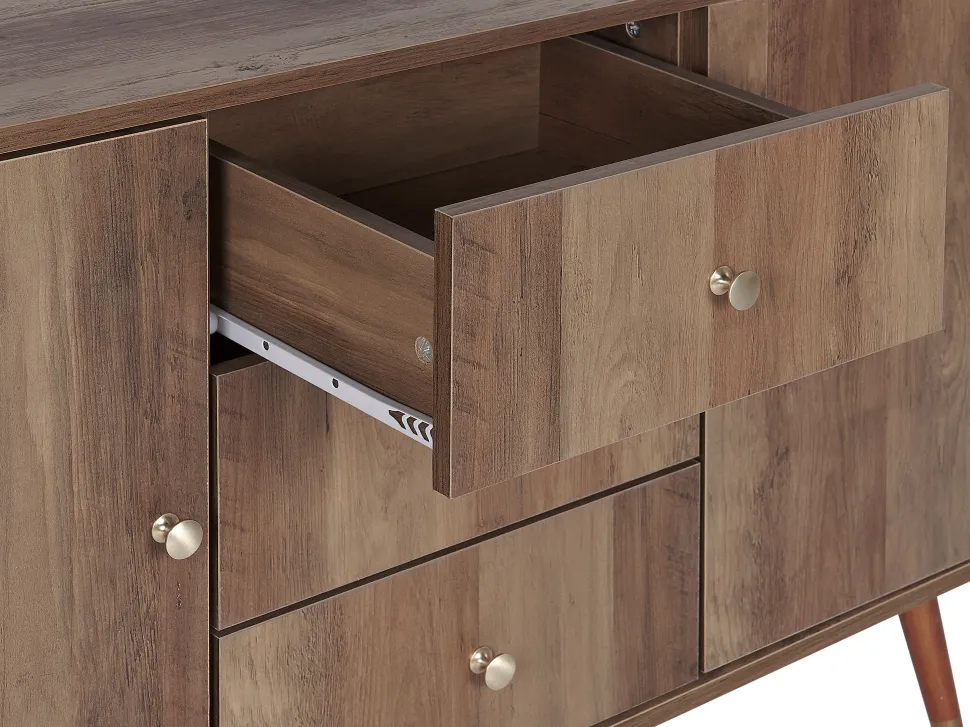 Aparador Com 3 Gavetas E 2 Portas Castanho Claro Ulika