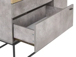 Aparador Com 3 Gavetas E 1 Porta Em Efeito De Concreto E Cor De Madeira Clara Arietta