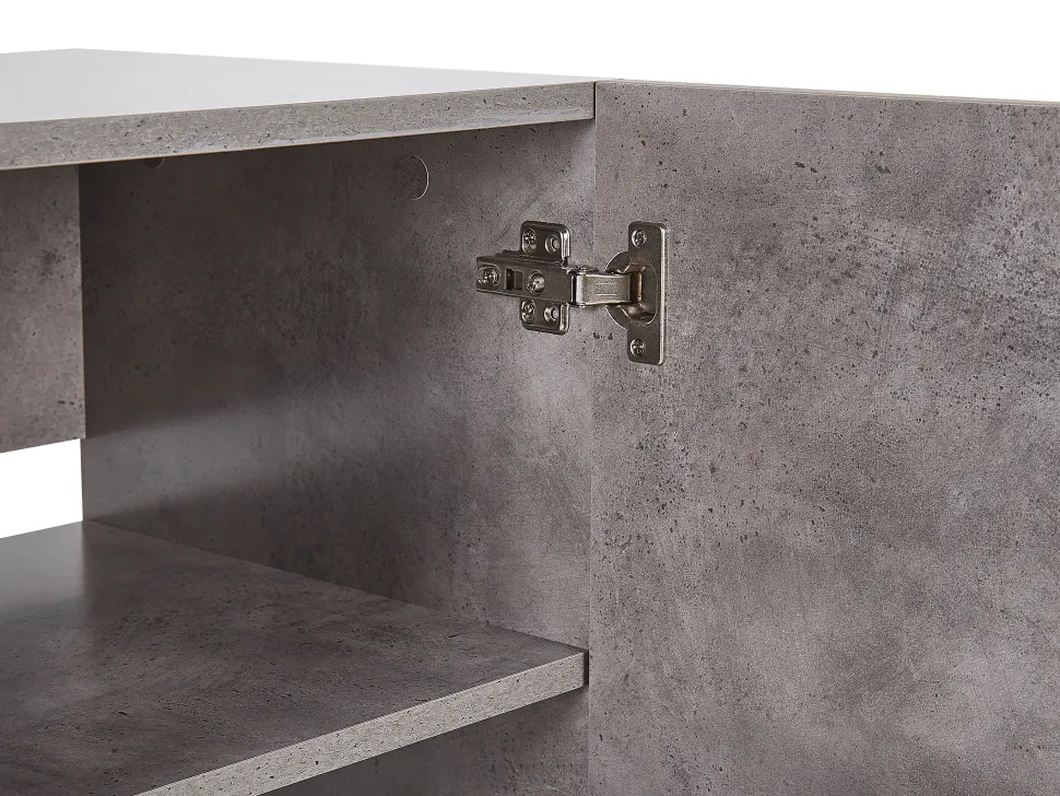 Aparador Com 3 Gavetas E 1 Porta Em Efeito De Concreto E Cor De Madeira Clara Arietta