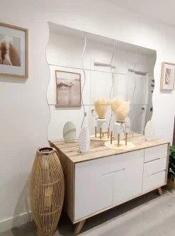 Aparador Com 3 Gavetas E 2 Porta Branco E Cor De Madeira Clara Forester