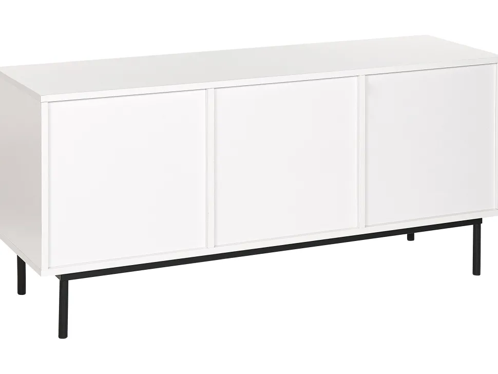 Aparador Com 2 Gavetas E 2 Portas Em Madeira Escura E Branco Okland