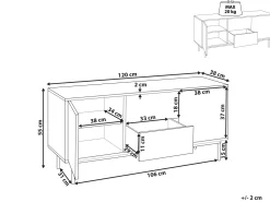 Aparador Com 2 Gavetas E 2 Portas Em Madeira Escura E Branco Okland