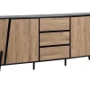 Aparador Com 3 Gavetas E 2 Portas Cor De Madeira Escura Blackpool