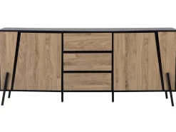 Aparador Com 3 Gavetas E 2 Portas Cor De Madeira Escura Blackpool