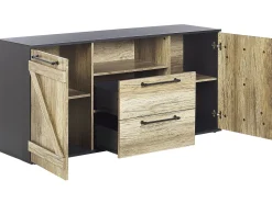 Aparador Com 2 Gavetas E 2 Portas Castanho Claro E Preto Salter