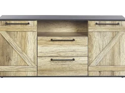 Aparador Com 2 Gavetas E 2 Portas Castanho Claro E Preto Salter