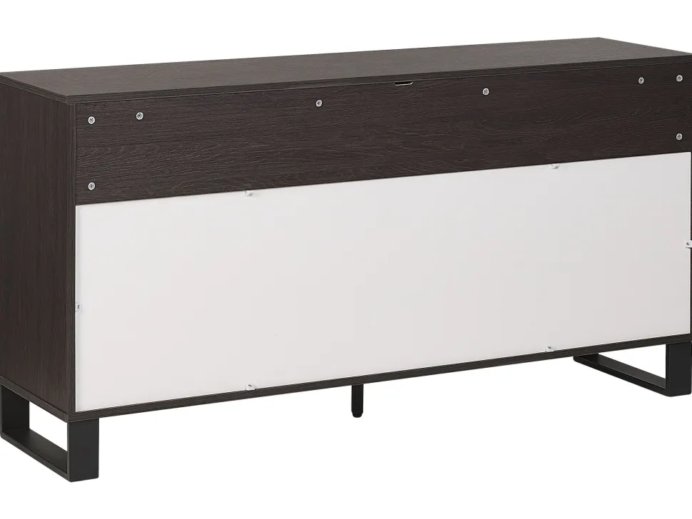 Aparador Com 3 Gavetas E 2 Portas Cor De Madeira Clara E Preto Elda