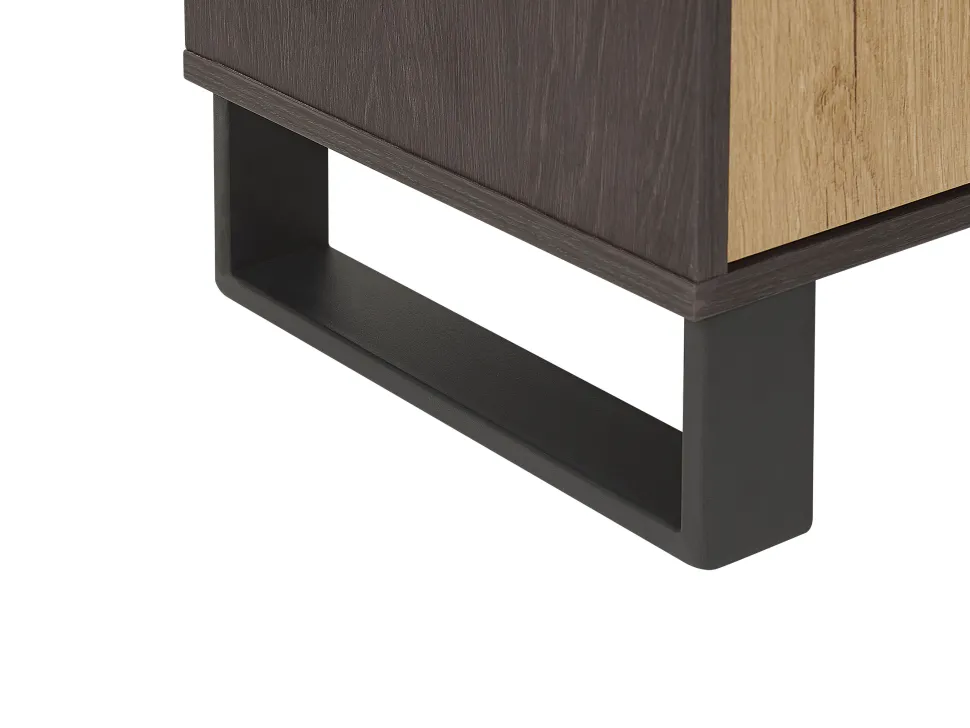 Aparador Com 3 Gavetas E 2 Portas Cor De Madeira Clara E Preto Elda