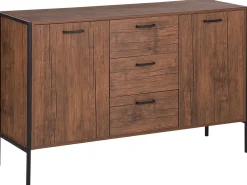 Aparador Com 3 Gavetas E 2 Portas Castanho Escuro E Preto Tifton