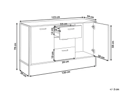 Aparador Com 3 Gavetas E 2 Portas Castanho Escuro E Preto Tifton
