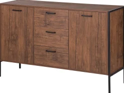 Aparador Com 3 Gavetas E 2 Portas Castanho Escuro E Preto Tifton