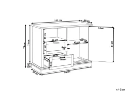 Aparador Com 2 Gavetas E 1 Porta Castanho Claro Toronto