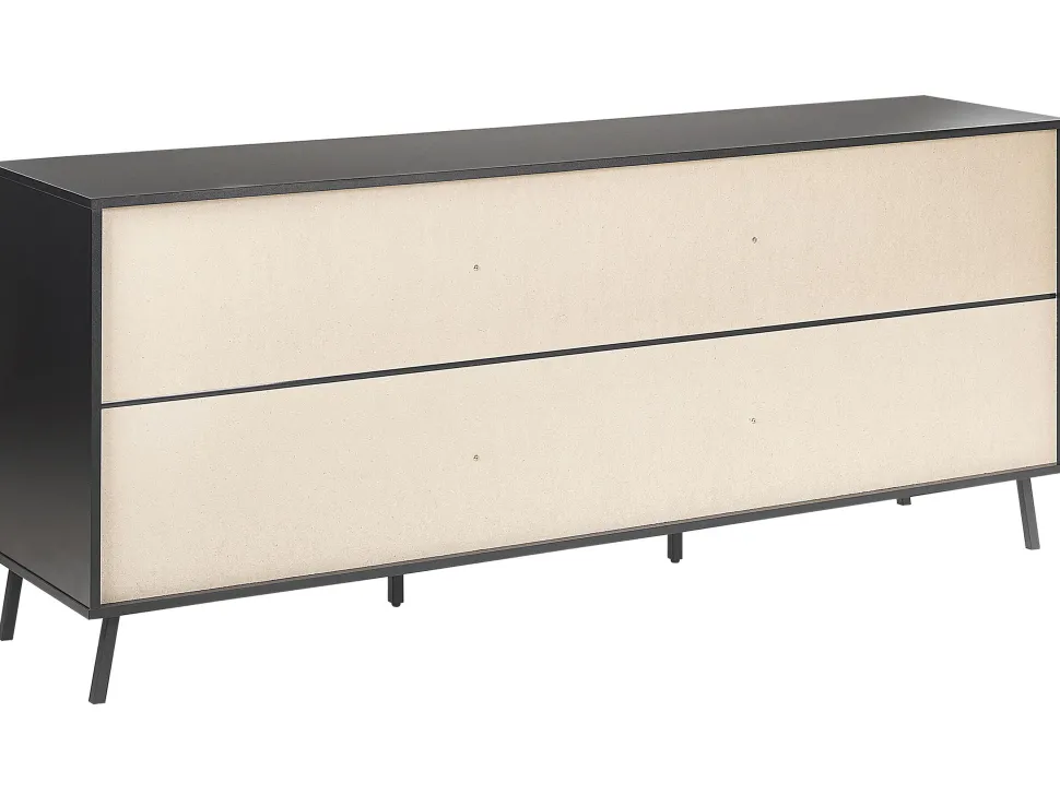 Aparador Com 3 Gavetas E 2 Portas Em Efeito De Concreto E Preto Blackpool