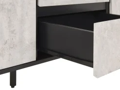 Aparador Com 3 Gavetas E 2 Portas Em Efeito De Concreto E Preto Blackpool