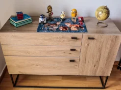 Aparador Com 3 Gavetas E 1 Porta Cor De Madeira Clara Arietta