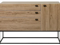 Aparador Com 3 Gavetas E 1 Porta Cor De Madeira Clara Arietta