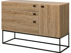 Aparador Com 3 Gavetas E 1 Porta Cor De Madeira Clara Arietta