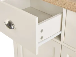 Aparador Com 2 Gavetas E 2 Creme E Cor De Madeira Clara Clio