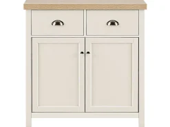 Aparador Com 2 Gavetas E 2 Creme E Cor De Madeira Clara Clio