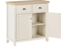 Aparador Com 2 Gavetas E 2 Creme E Cor De Madeira Clara Clio