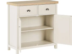 Aparador Com 2 Gavetas E 2 Creme E Cor De Madeira Clara Clio