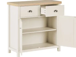 Aparador Com 2 Gavetas E 2 Creme E Cor De Madeira Clara Clio