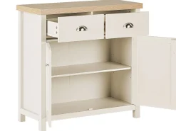 Aparador Com 2 Gavetas E 2 Creme E Cor De Madeira Clara Clio